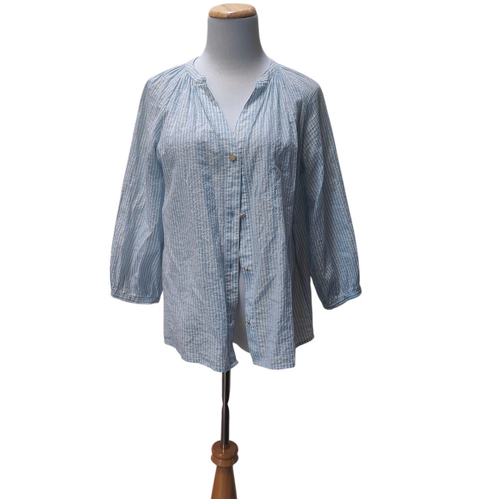 Anne Klein Blue Striped Blouse